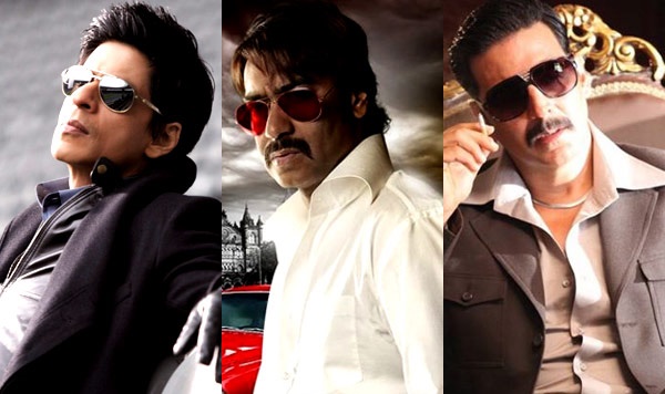 Akshay Kumar and Shahrukh Khan with Ajay Devgn