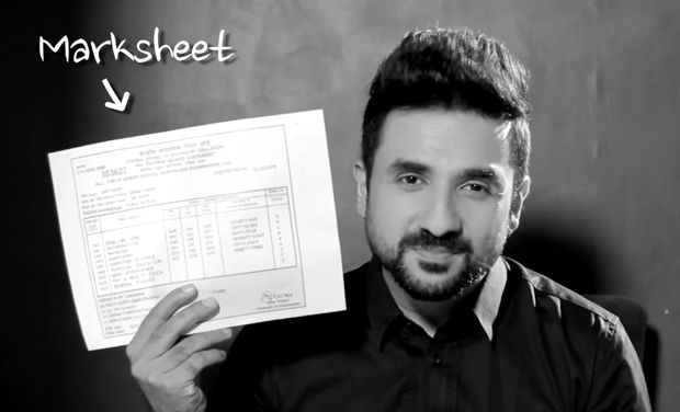 Vir Das with his marksheet