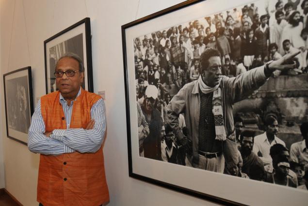 Satyajit Ray portrait at an exhibition