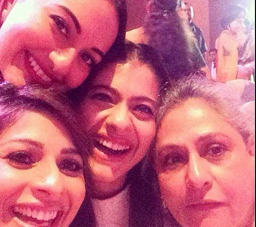 Kajol and Tanishaa Mukerji with Jaya Bachchan