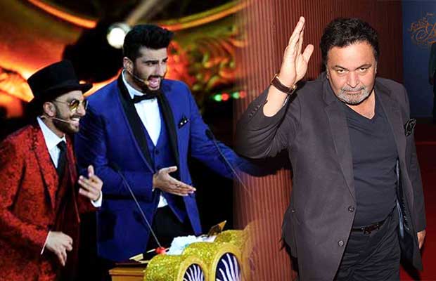 Rishi Kapoor Arjun Kapoor Ranveer Singh at an event.