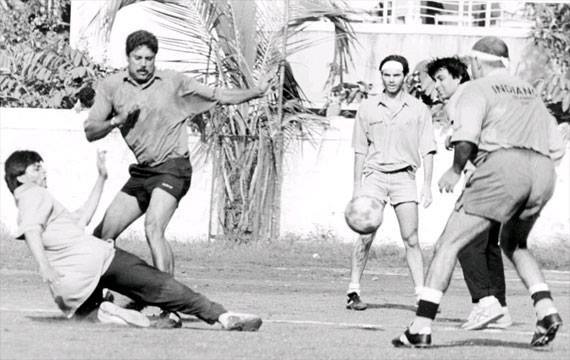 Salman Khan - Arbaaz Khan - Kapil Dev playing football