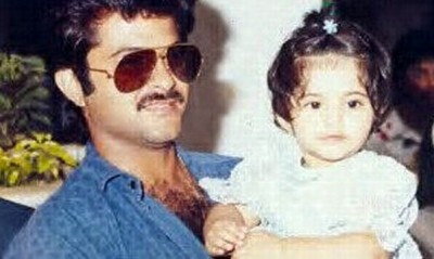 Sonam Kapoor childhood picture with Anil Kapoor