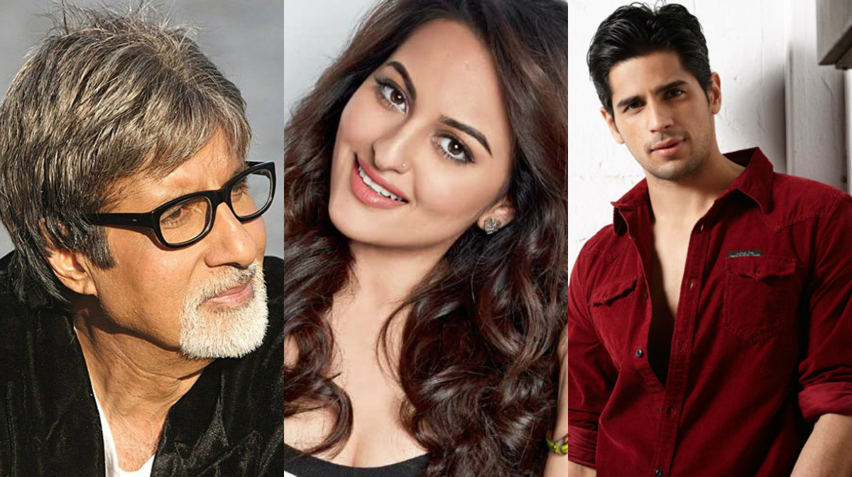Amitabh Bachchan with Parineeti Chopra and Sidharth Malhotra