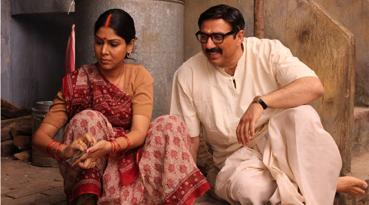 Sunny Deol Sakshi Tanwar in a movie still