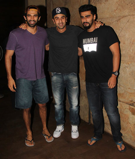 Aditya Roy Kapur, Ranbir Kapoor and Arjun Kapoor