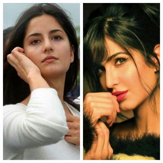 Katrina Kaif before and after make up.