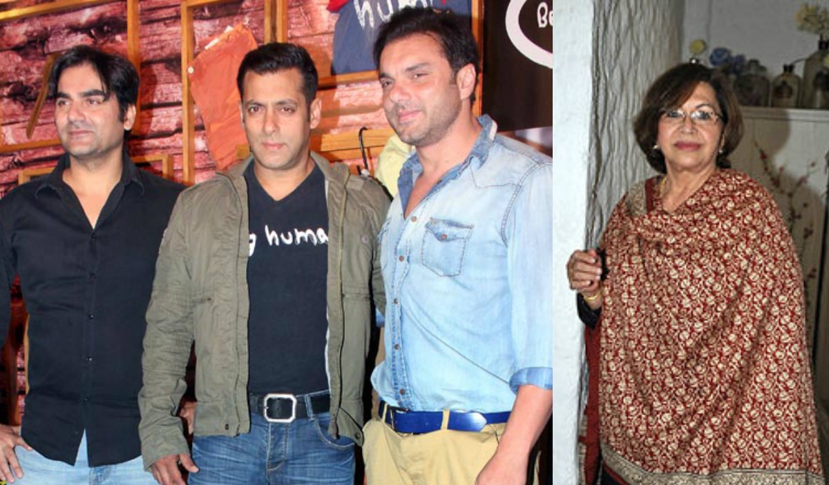 Salman, Arbaaz and Sohail Khan with Helen