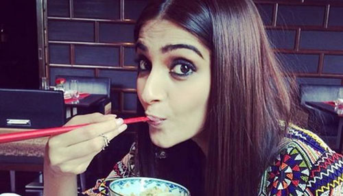 Sonam Kapoor eating