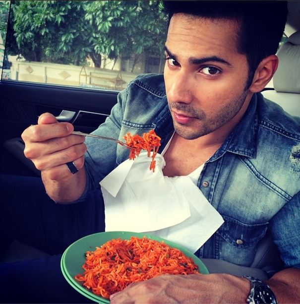 Varun Dhawan eating chinese