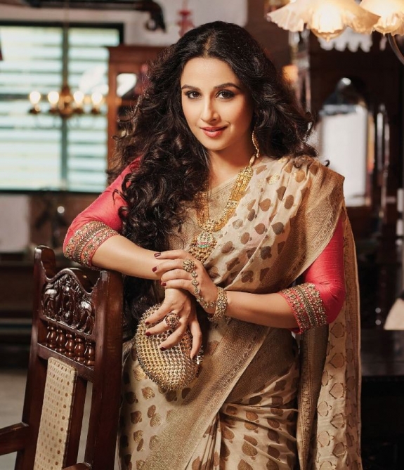 Vidya Balan in golden saree