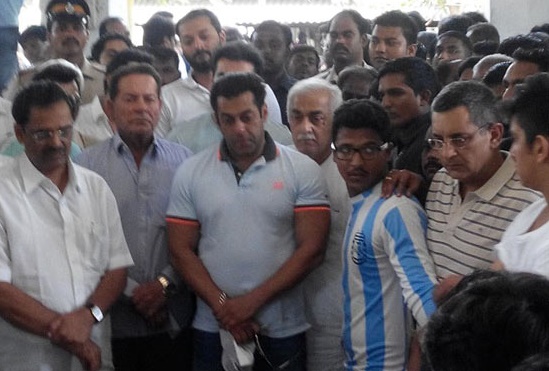 Salman Khan at a family friends funeral