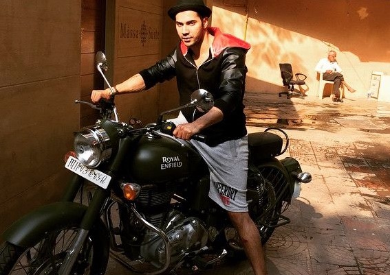 Varun Dhawan on bike