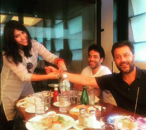 Ekta Kapoor with brothers
