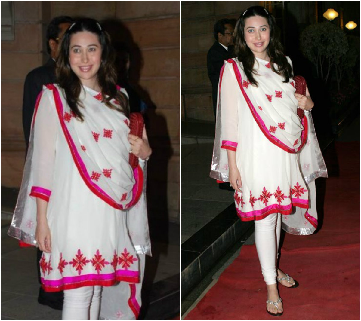 Karisma Kapoor flaunts her adorable baby bump.