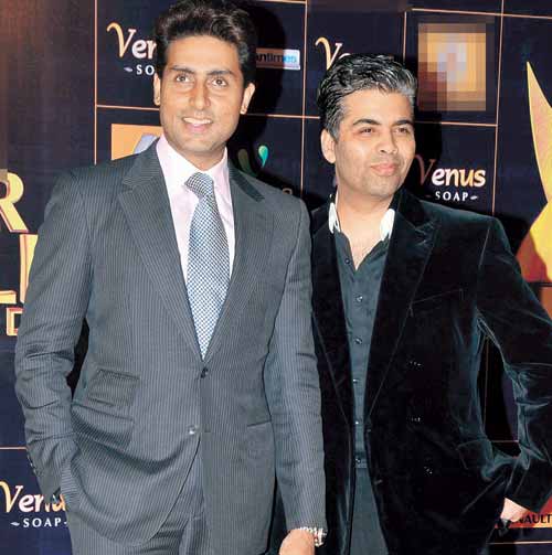 Bollywood actor Amitabh Bachchan with producer Karan Johar