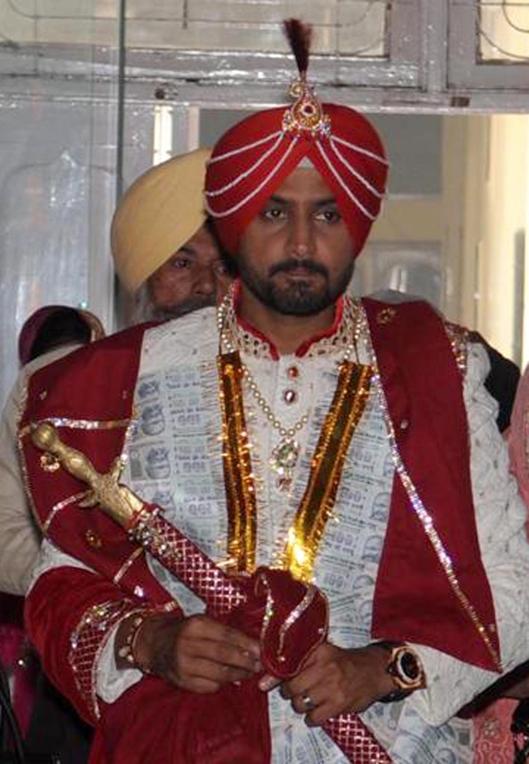 Harbhajan Singh and Geeta Basra on their wedding day.