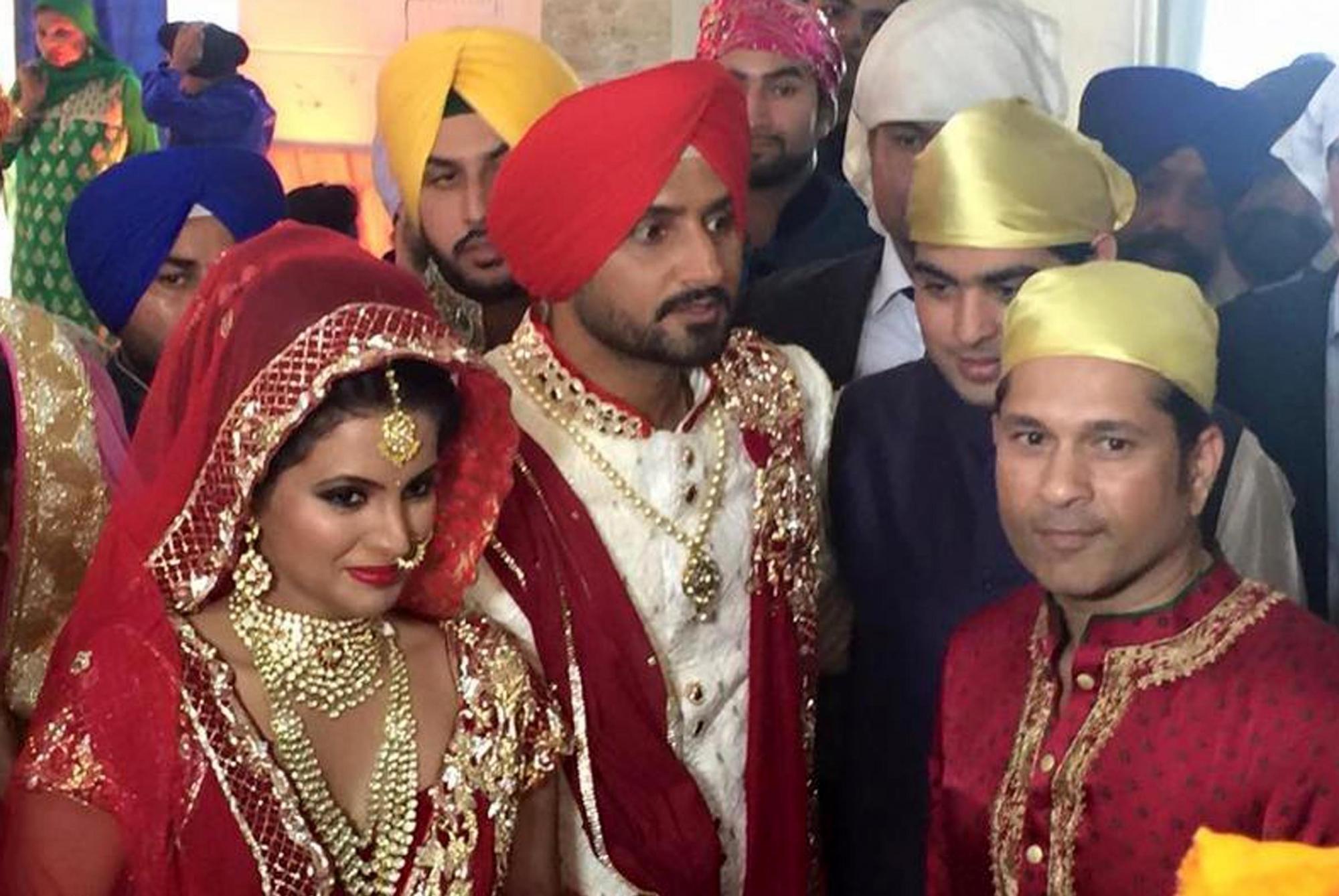 Harbhajan Singh and Geeta Basra on their wedding day.