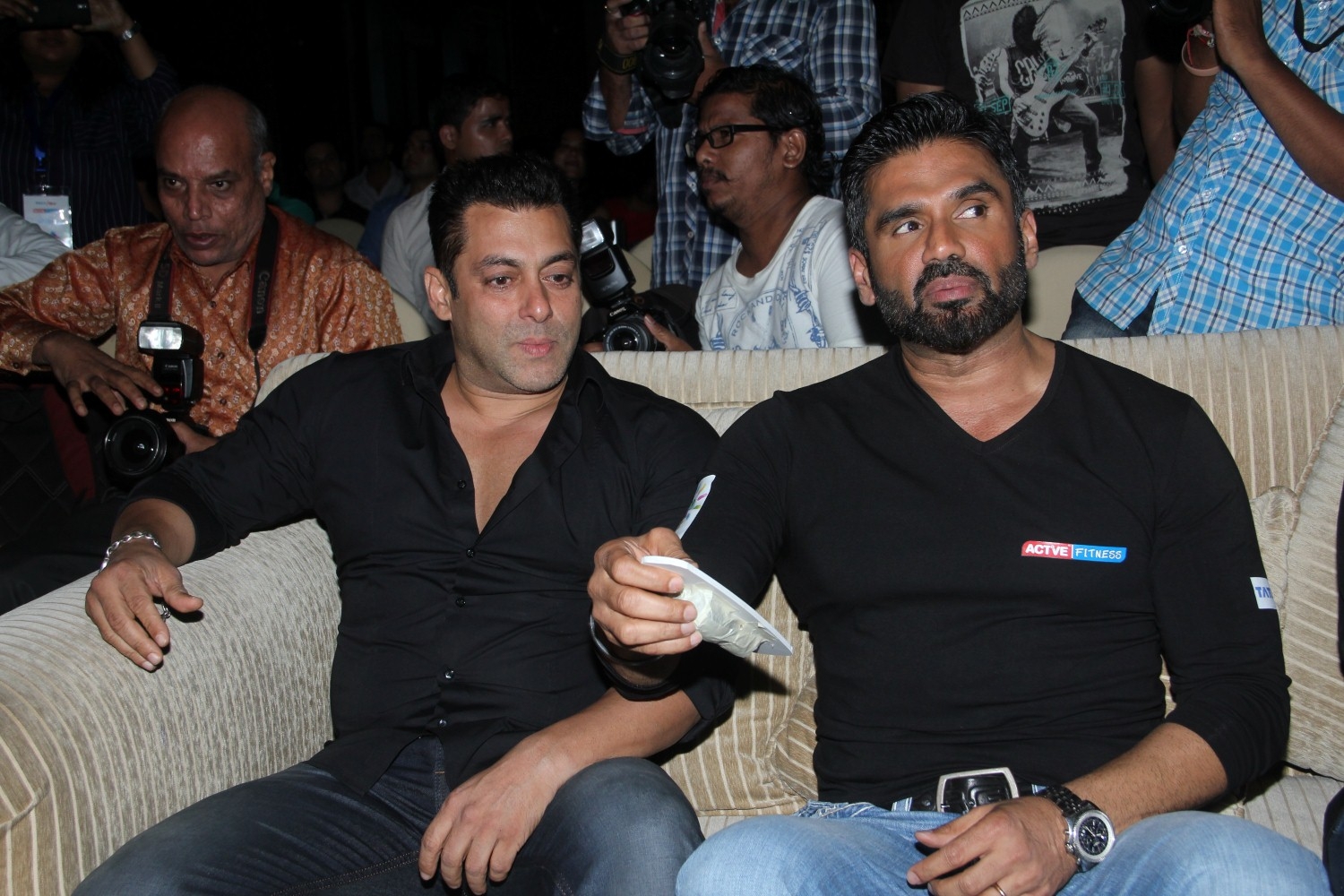 Salman Khan and Suneil Shetty Launches Tata Sky's Health and Fitness Service in Mumbai.