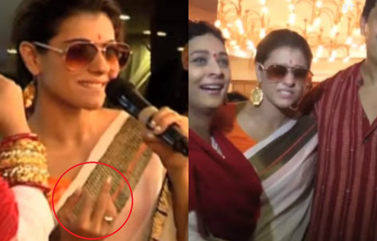 OMG - Kajol shows middle finger to a reporter at Durga Puja