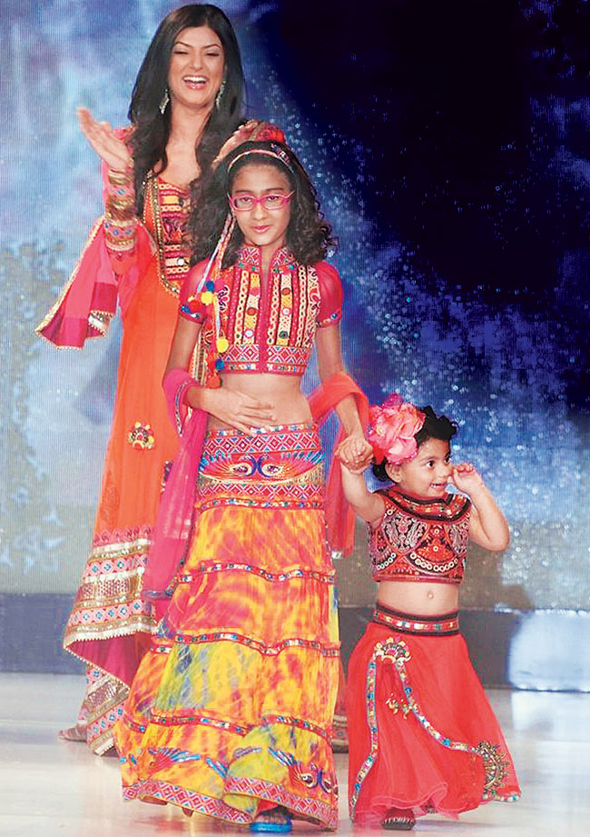 Bollywood actor Sushmita Sen with her daughters