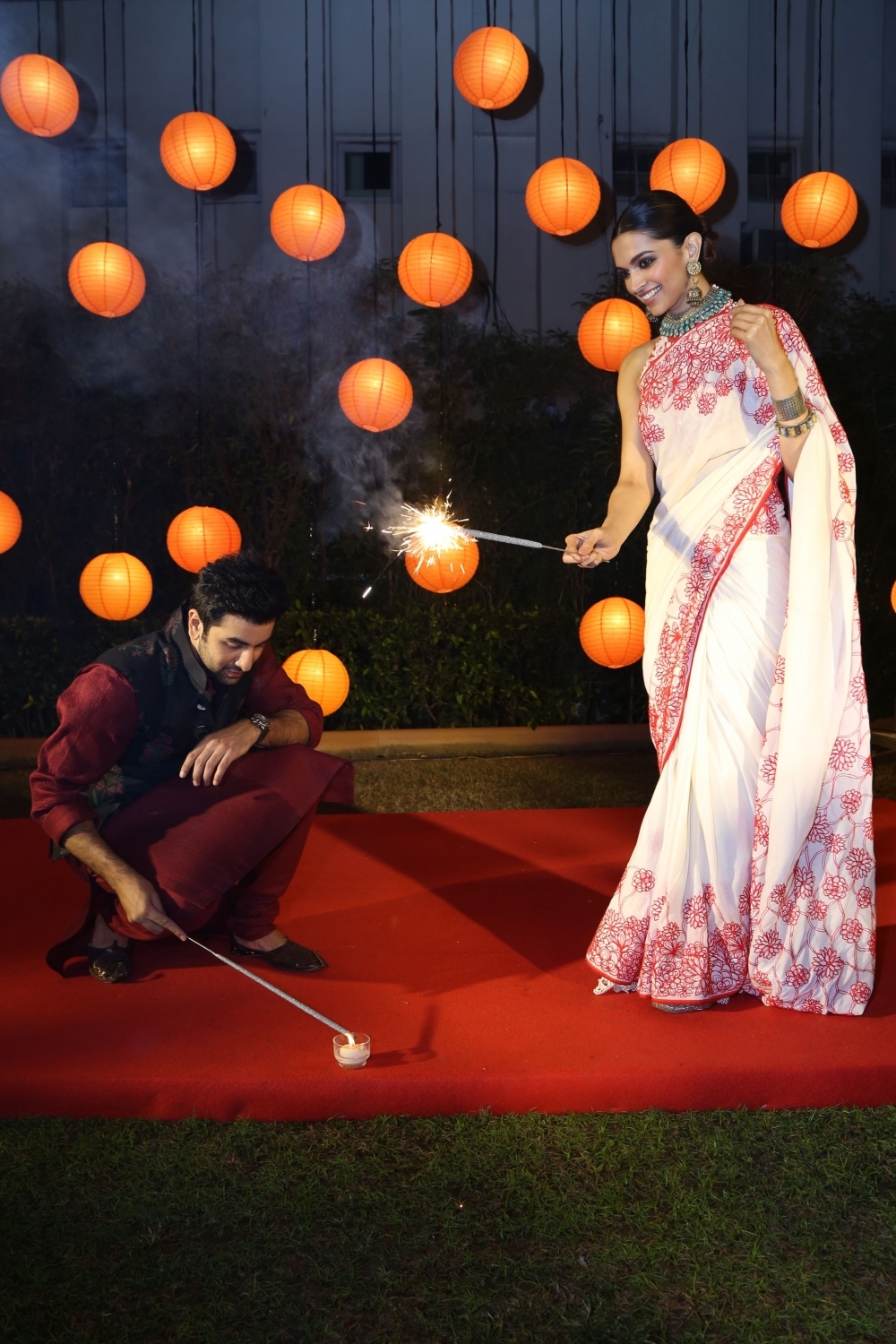 Deepika Padukone and Ranbir Kapoor get playful on Diwali.