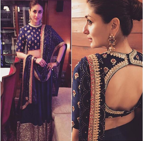 Kareena Kapoor looks gorgeous in this navy blue lehenga.
