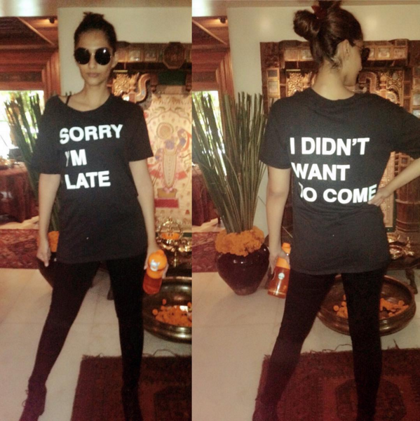 Sonam Kapoor tshirt slogan
