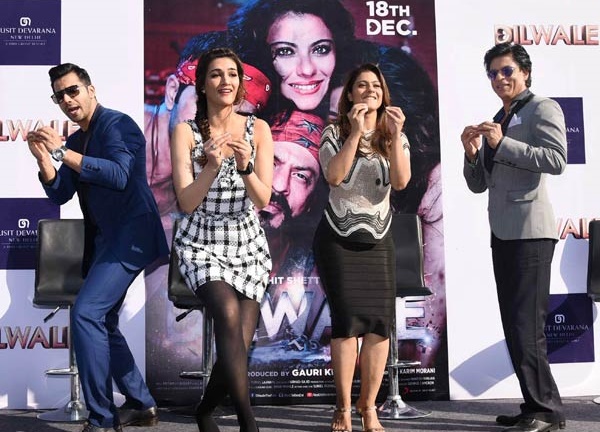 Shah Rukh Khan,Kajol, Varun Dhawan, Kriti Sanon promoting Dilwale in Delhi