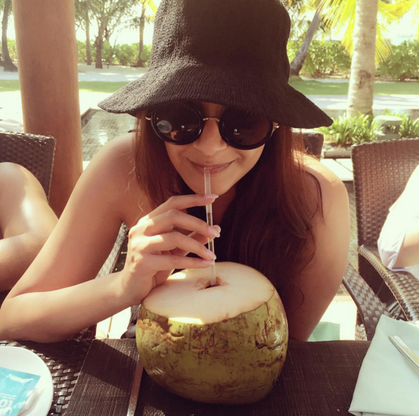 Sonam Kapoor having nariyal paaani