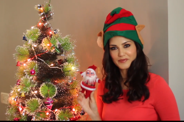 Sunny Leone dressed like Santa Clause