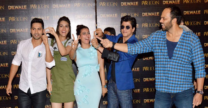 Varun Dhawan, Kriti Sanon, Kajol, Shah Rukh Khan and Rohit Shetty