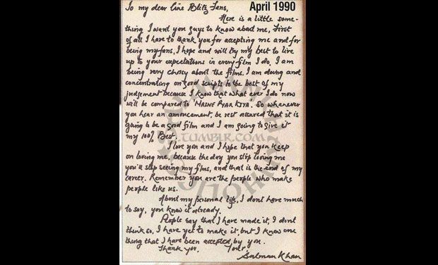 Salman Khan's - Open Letter