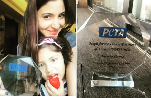 Anushka Sharma flaunts her PETA award