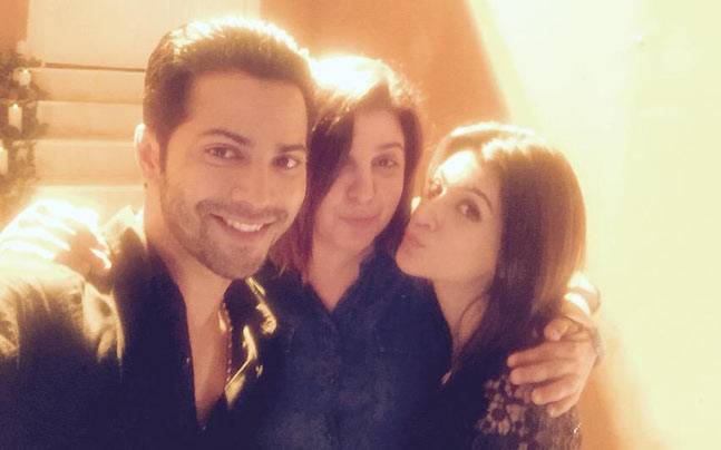 Farah Khan with Varun Dhawan and Kriti Sanon