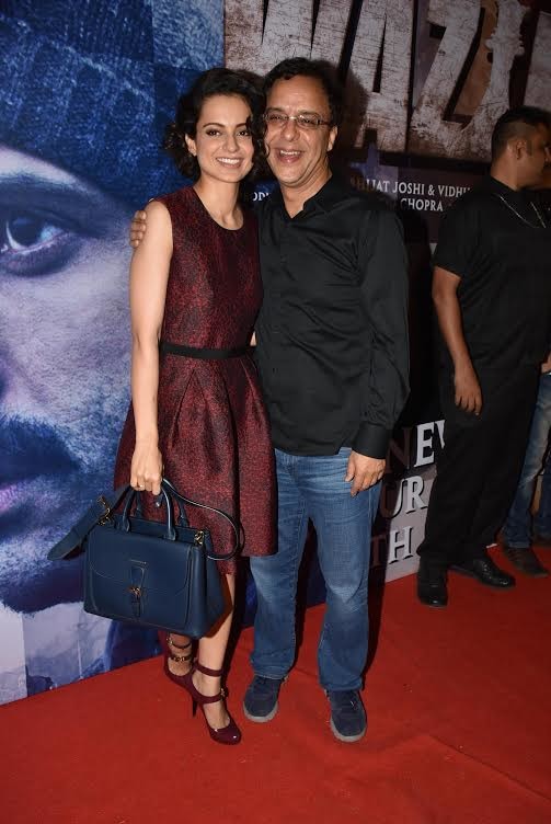 Kangana Ranaut and Vidhu Vinod Chopra at Wazir screening