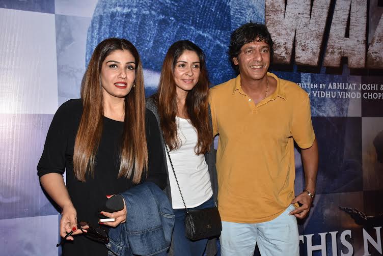 Raveena Tandon and Chunky Pandey at Wazir screening