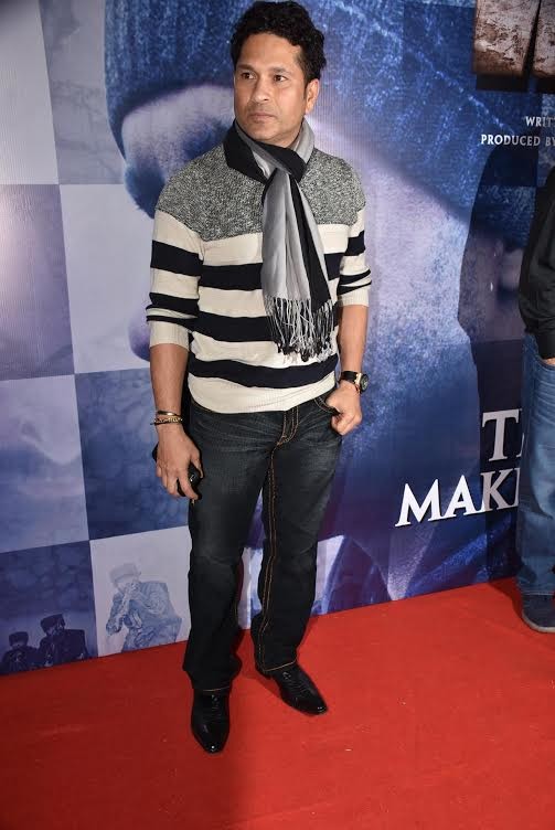 Sachin Tendulkar at Wazir screening