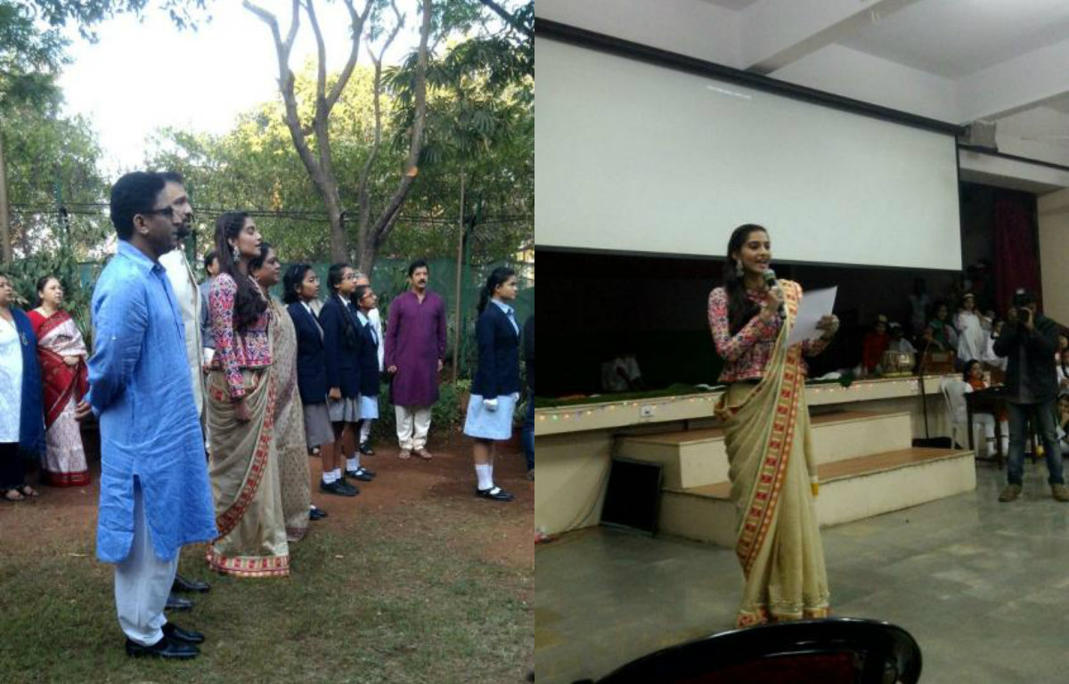 Sonam Kapoor at Neerja Bhanot's school