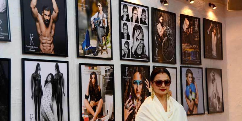 Rekha in a white saree