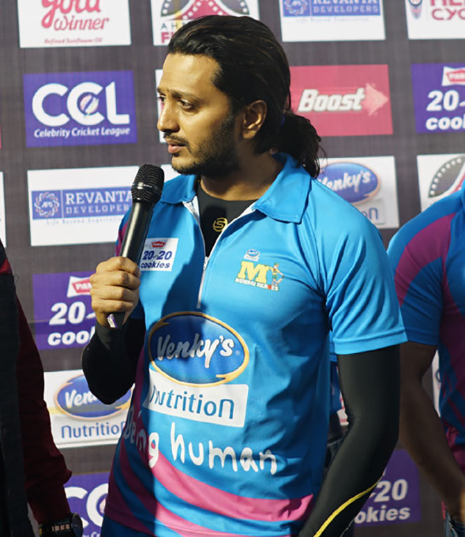 Mumbai Heroes captain Riteish Deshmukh.