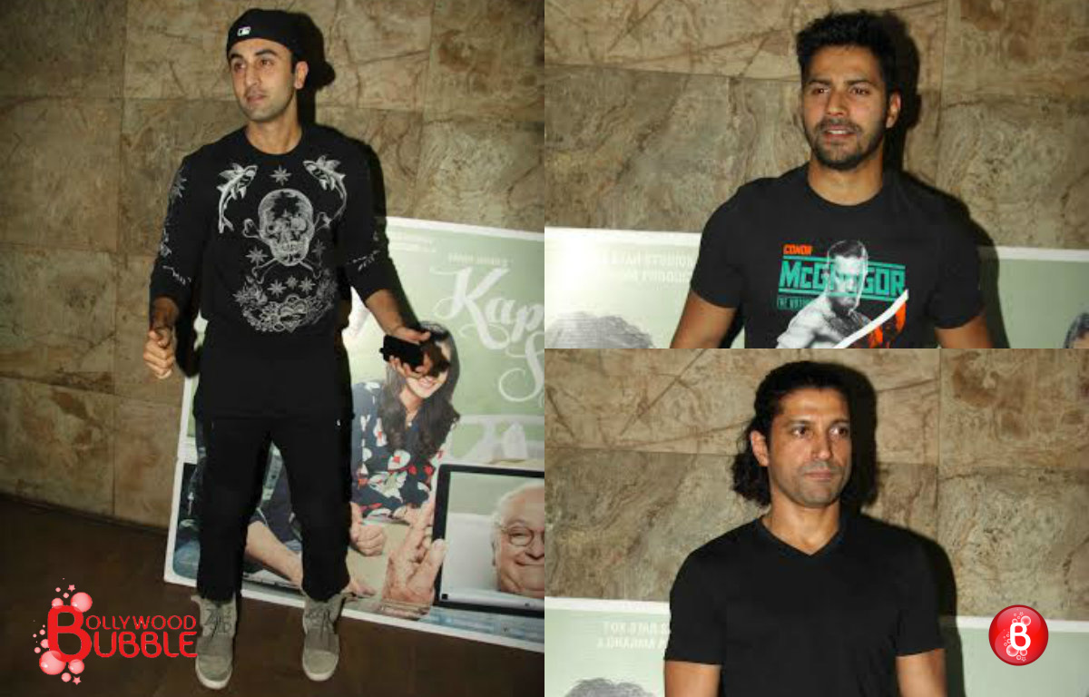 In Pictures: Ranbir Kapoor, Varun Dhawan & Farhan Akhtar attend the special screening of ‘Kapoor & Sons’