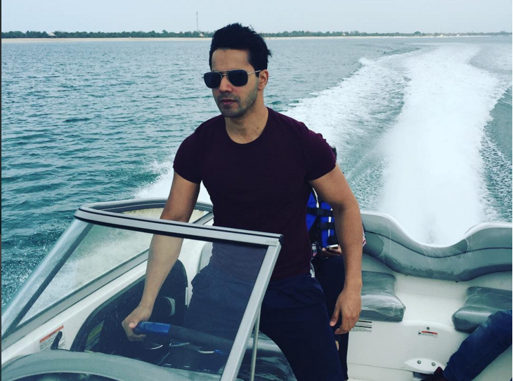 Varun Dhawan on speedboat