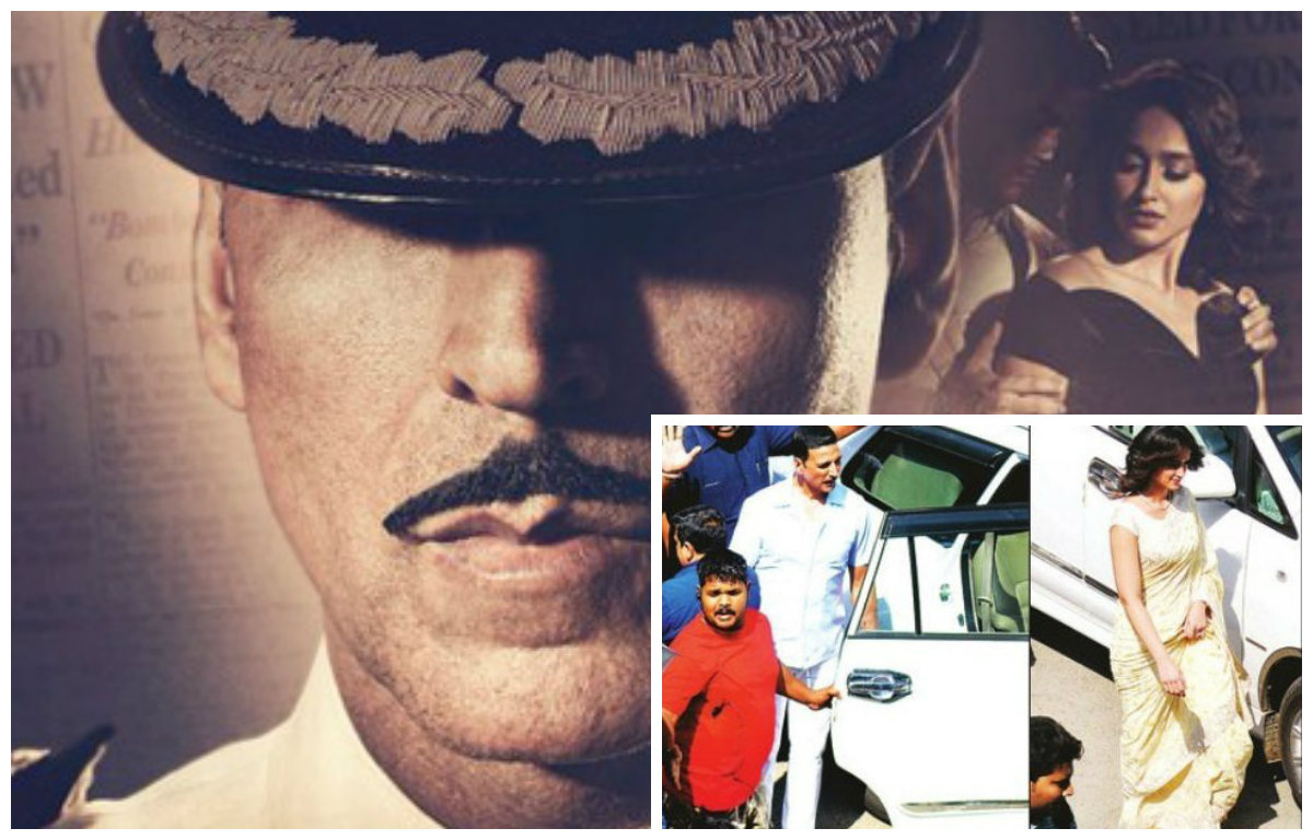 Akshay Kumar and Ileana D'cruz on sets of 'Rustom'