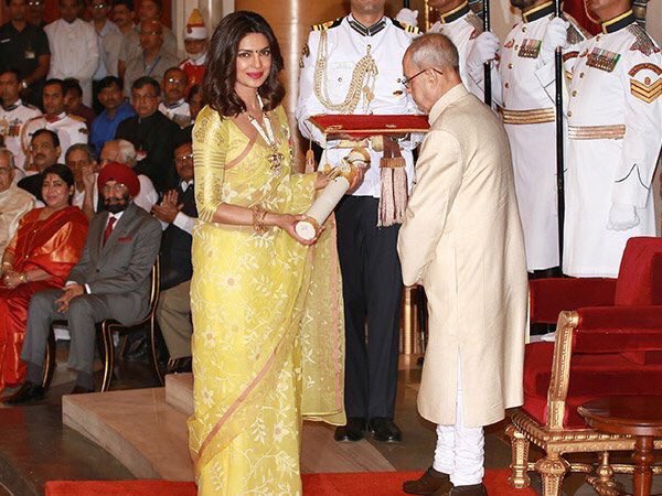 Priyanka Chopra receives the honour from President Pranab Mukherjee