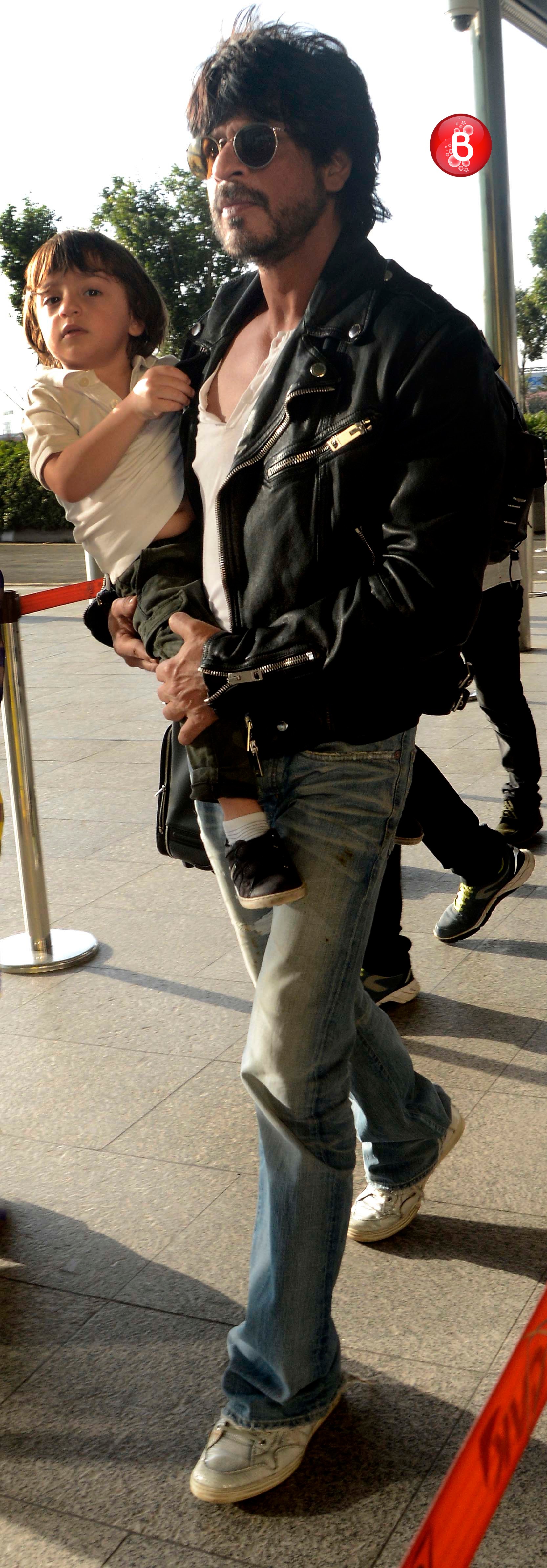 Shah Rukh Khan, AbRam Khan spotted at international airport returning from Kolkata