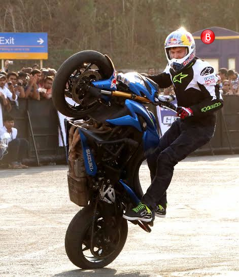 Salman Khan at a bike stunt event