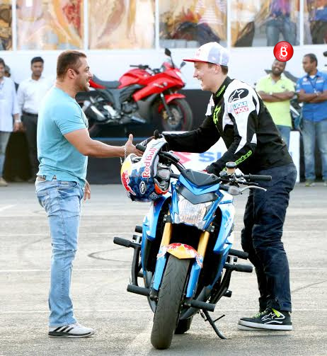Salman Khan at a bike stunt event