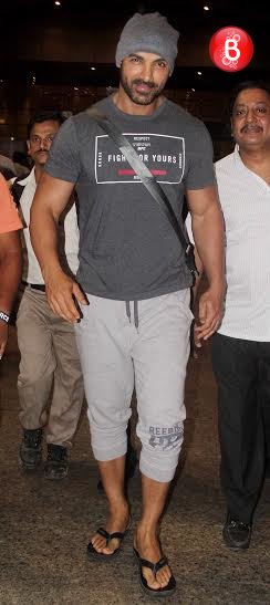 John Abraham snapped at Airport with his wife