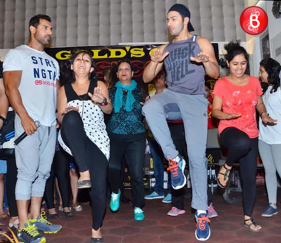 Varun Dhawan teaching steps to journalists
